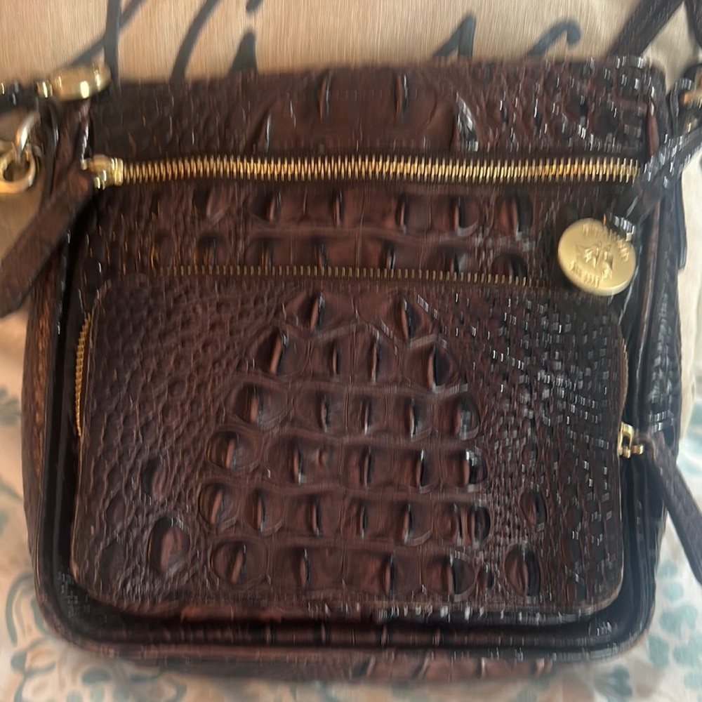 Brahmin Brown Crocodile-Embossed Crossbody Bag